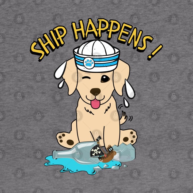 Funny Golden Retriever Ship Happens Pun by Pet Station